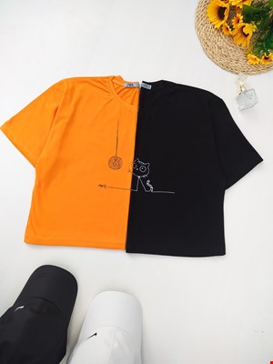 تیشرت کراپ گربه و کلاف